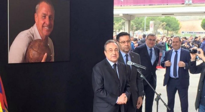 Στο «Καμπ Νου» ο πρόεδρος της Ρεάλ Μαδρίτης για να τιμήσει τη μνήμη του Κρόιφ