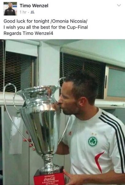 Timo Wentzel Cup Omonoia