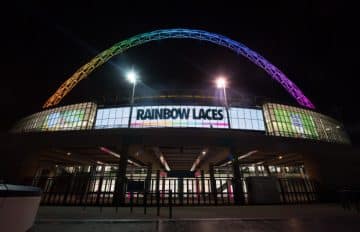 Wembley Arch Lights Up in Support of Rainbow Laces Campaign