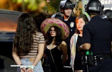 Several hundred protestors are arrested by Los Angeles Police Department officers after a march and rally in protest to the election of Republican Donald Trump as President of the United States in Los Angeles