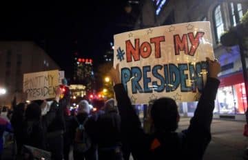 Demonstrators protest in response to the election of Republican Donald Trump as President of the United States in Philadelphia