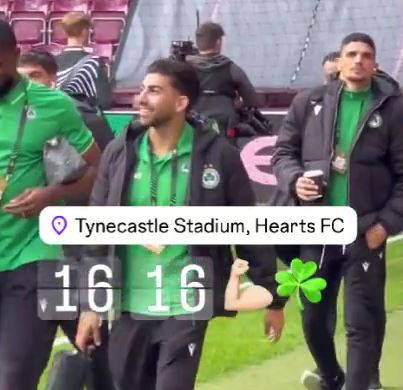 Η σημαία της ΟΜΟΝΟΙΑΣ στο «Tynecastle Park» και η άφιξη της ομάδας στο γήπεδο